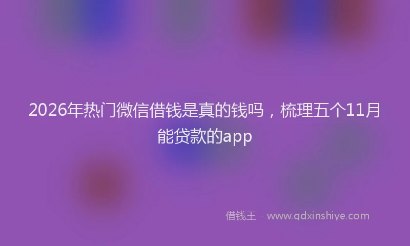 2026年热门微信借钱是真的钱吗，梳理五个11月能贷款的app