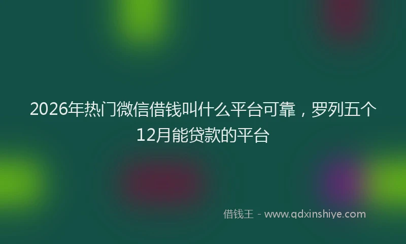 2026年热门微信借钱叫什么平台可靠，罗列五个12月能贷款的平台