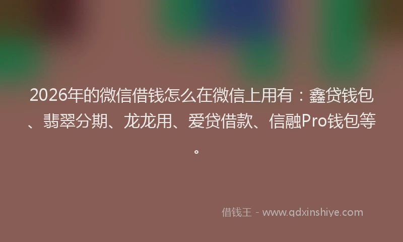 2026年的微信借钱怎么在微信上用有：鑫贷钱包、翡翠分期、龙龙用、爱贷借款、信融Pro钱包等。