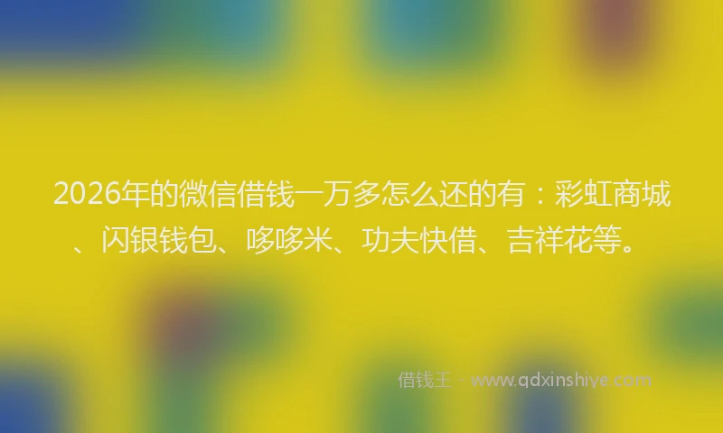 2026年的微信借钱一万多怎么还的有：彩虹商城、闪银钱包、哆哆米、功夫快借、吉祥花等。