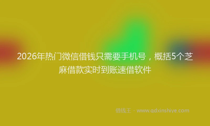 2026年热门微信借钱只需要手机号，概括5个芝麻借款实时到账速借软件