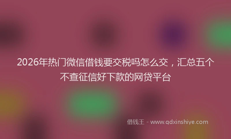 2026年热门微信借钱要交税吗怎么交，汇总五个不查征信好下款的网贷平台