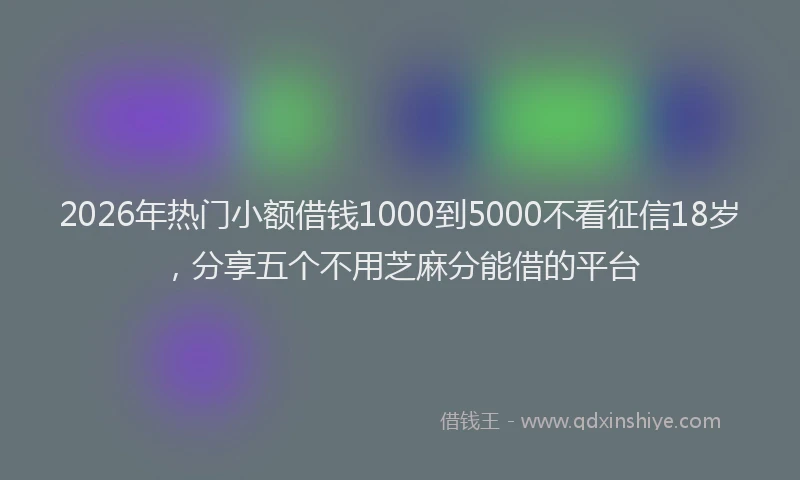 2026年热门小额借钱1000到5000不看征信18岁，分享五个不用芝麻分能借的平台