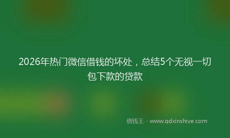 2026年热门微信借钱的坏处，总结5个无视一切包下款的贷款