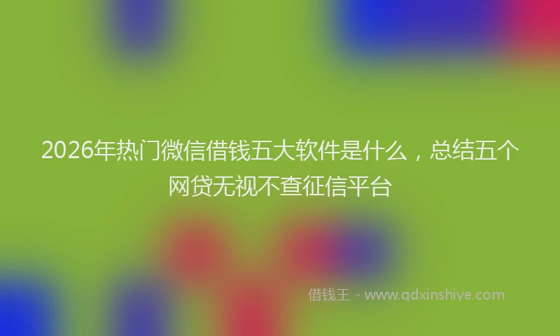 2026年热门微信借钱五大软件是什么，总结五个网贷无视不查征信平台