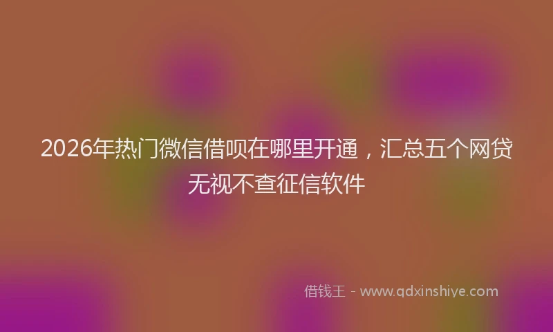 2026年热门微信借呗在哪里开通，汇总五个网贷无视不查征信软件