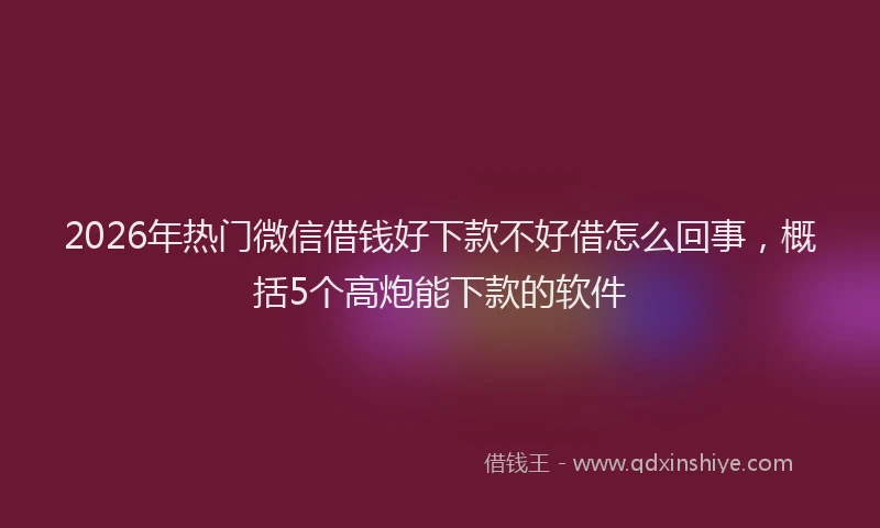 2026年热门微信借钱好下款不好借怎么回事，概括5个高炮能下款的软件