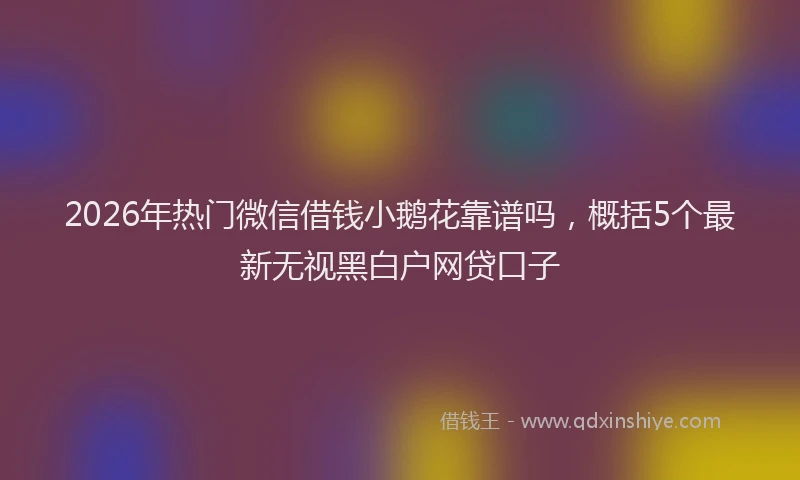 2026年热门微信借钱小鹅花靠谱吗，概括5个最新无视黑白户网贷口子