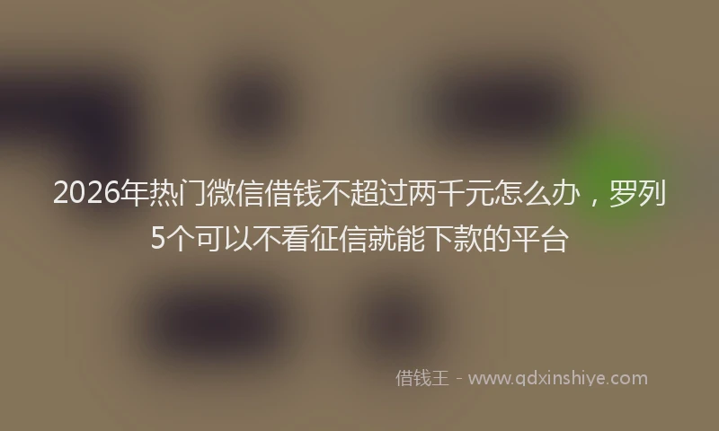 2026年热门微信借钱不超过两千元怎么办，罗列5个可以不看征信就能下款的平台