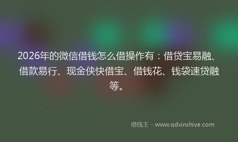 2026年的微信借钱怎么借操作有：借贷宝易融、借款易行、现金侠快借宝、借钱花、钱袋速贷融等。