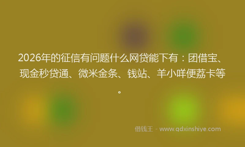 2026年的征信有问题什么网贷能下有：团借宝、现金秒贷通、微米金条、钱站、羊小咩便荔卡等。
