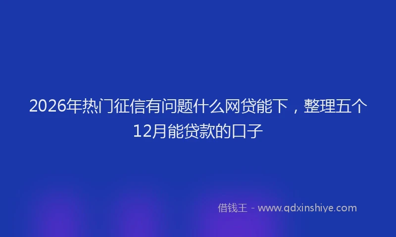 2026年热门征信有问题什么网贷能下，整理五个12月能贷款的口子