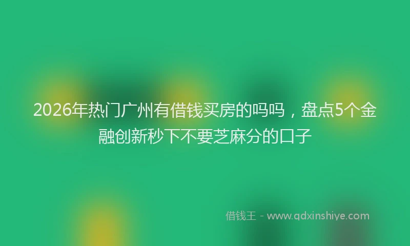 2026年热门广州有借钱买房的吗吗，盘点5个金融创新秒下不要芝麻分的口子