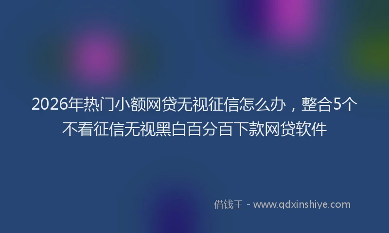 2026年热门小额网贷无视征信怎么办,整合5个不看征信无视黑白百分百下款网贷软件