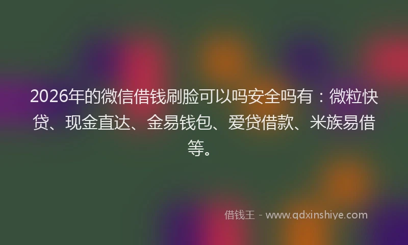 2026年的微信借钱刷脸可以吗安全吗有:微粒快贷、现金直达、金易钱包、爱贷借款、米族易借等。