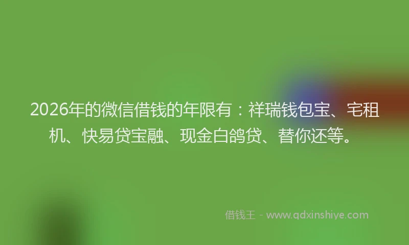 2026年的微信借钱的年限有：祥瑞钱包宝、宅租机、快易贷宝融、现金白鸽贷、替你还等。