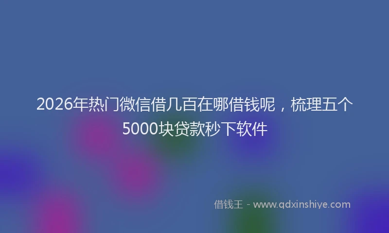 2026年热门微信借几百在哪借钱呢，梳理五个5000块贷款秒下软件