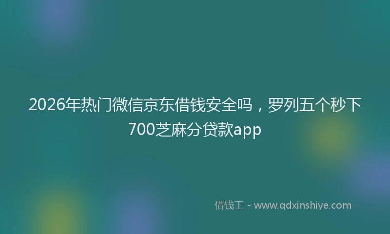 2026年热门微信京东借钱安全吗，罗列五个秒下700芝麻分贷款app