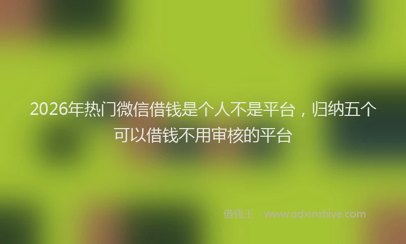 2026年热门微信借钱是个人不是平台，归纳五个可以借钱不用审核的平台