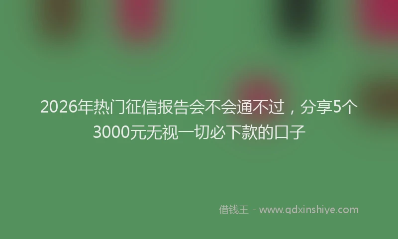 2026年热门征信报告会不会通不过，分享5个3000元无视一切必下款的口子