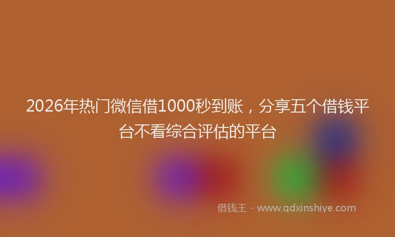 2026年热门微信借1000秒到账，分享五个借钱平台不看综合评估的平台