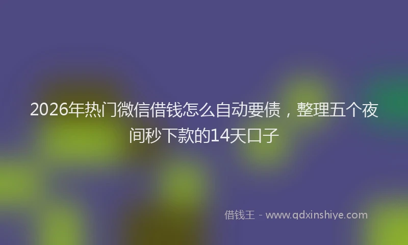 2026年热门微信借钱怎么自动要债，整理五个夜间秒下款的14天口子