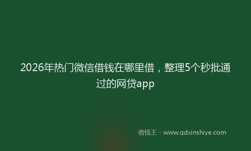 2026年热门微信借钱在哪里借,整理5个秒批通过的网贷app