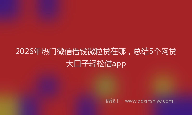 2026年热门微信借钱微粒贷在哪，总结5个网贷大口子轻松借app
