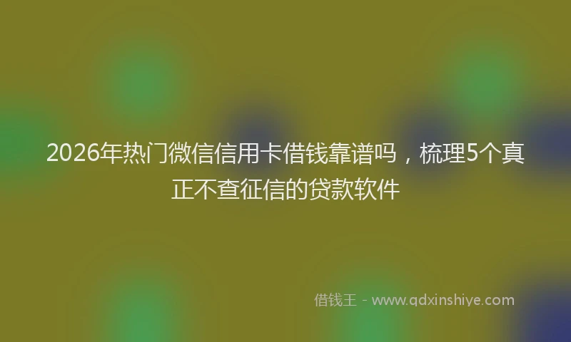 2026年热门微信信用卡借钱靠谱吗，梳理5个真正不查征信的贷款软件