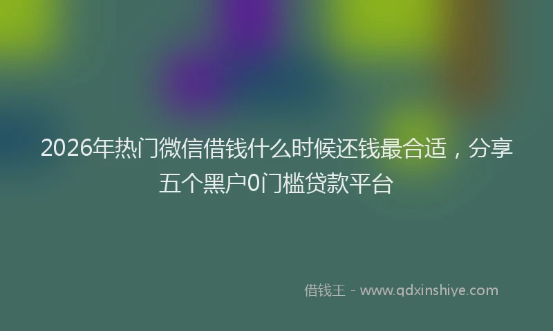 2026年热门微信借钱什么时候还钱最合适，分享五个黑户0门槛贷款平台