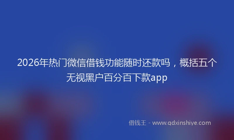2026年热门微信借钱功能随时还款吗，概括五个无视黑户百分百下款app