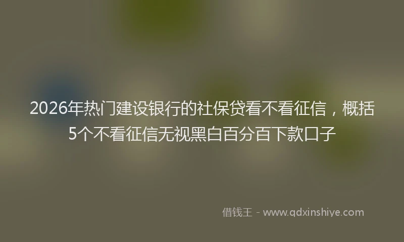 2026年热门建设银行的社保贷看不看征信，概括5个不看征信无视黑白百分百下款口子