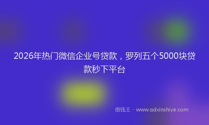 2026年热门微信企业号贷款，罗列五个5000块贷款秒下平台