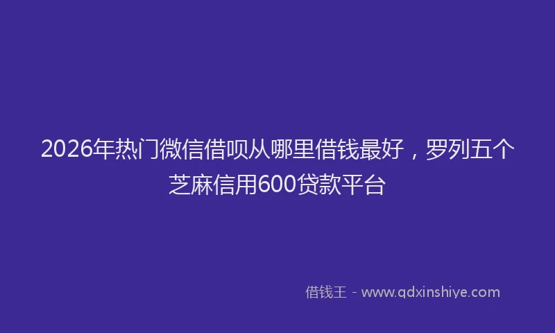 2026年热门微信借呗从哪里借钱最好，罗列五个芝麻信用600贷款平台