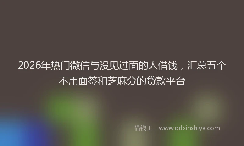 2026年热门微信与没见过面的人借钱，汇总五个不用面签和芝麻分的贷款平台