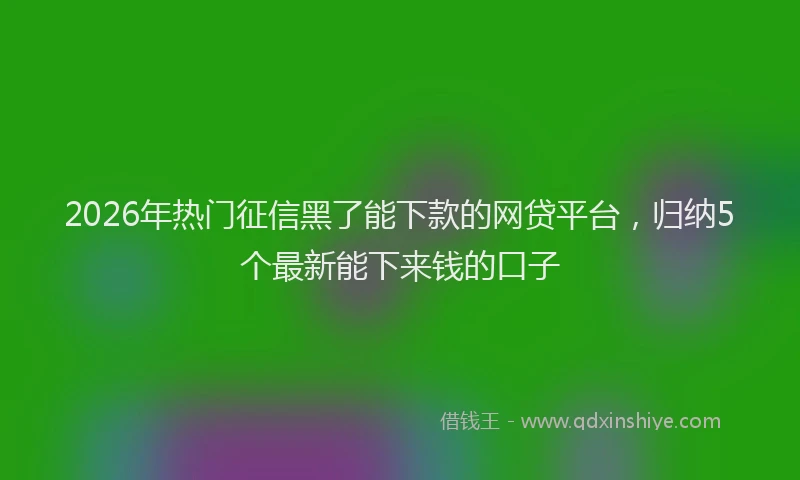 2026年热门征信黑了能下款的网贷平台，归纳5个最新能下来钱的口子