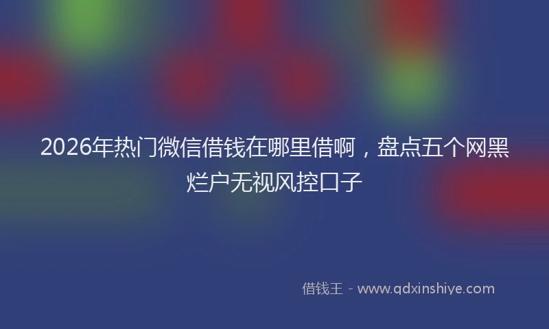 2026年热门微信借钱在哪里借啊，盘点五个网黑烂户无视风控口子