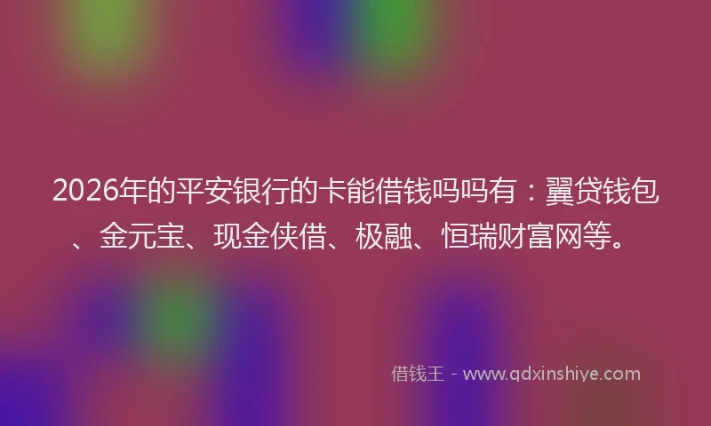2026年的平安银行的卡能借钱吗吗有：翼贷钱包、金元宝、现金侠借、极融、恒瑞财富网等。