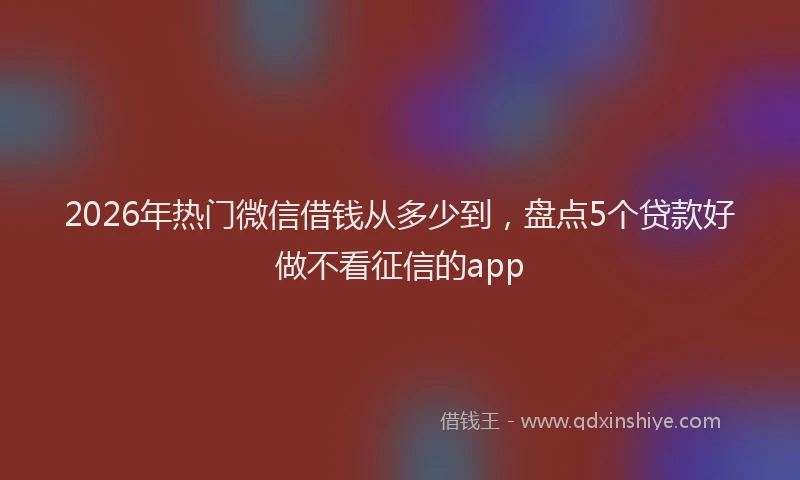 2026年热门微信借钱从多少到，盘点5个贷款好做不看征信的app