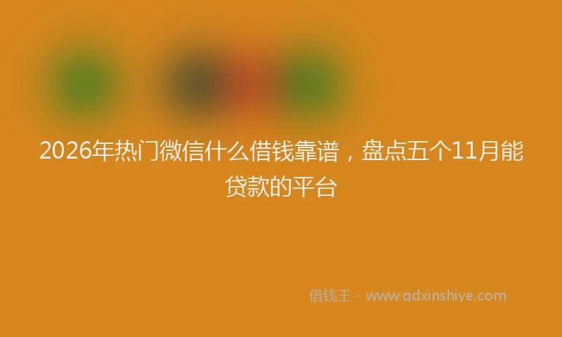 2026年热门微信什么借钱靠谱，盘点五个11月能贷款的平台