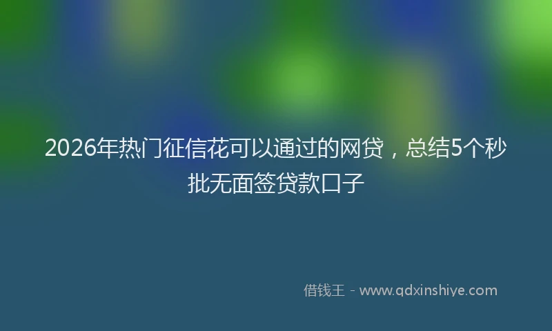 2026年热门征信花可以通过的网贷，总结5个秒批无面签贷款口子