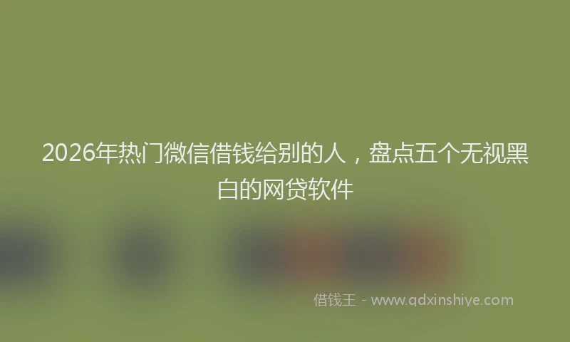 2026年热门微信借钱给别的人，盘点五个无视黑白的网贷软件