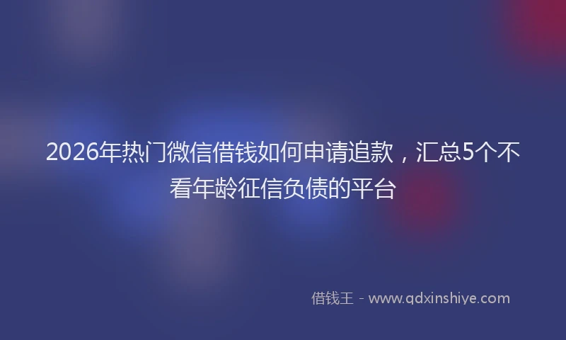 2026年热门微信借钱如何申请追款,汇总5个不看年龄征信负债的平台