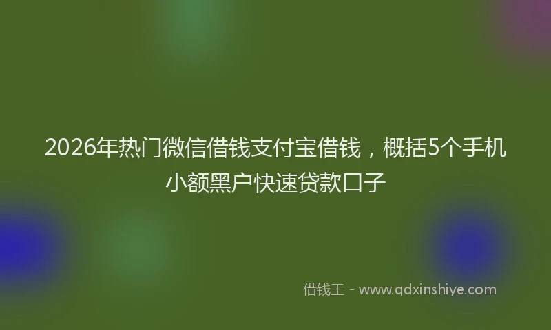 2026年热门微信借钱支付宝借钱，概括5个手机小额黑户快速贷款口子