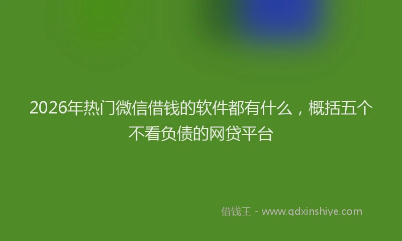 2026年热门微信借钱的软件都有什么，概括五个不看负债的网贷平台