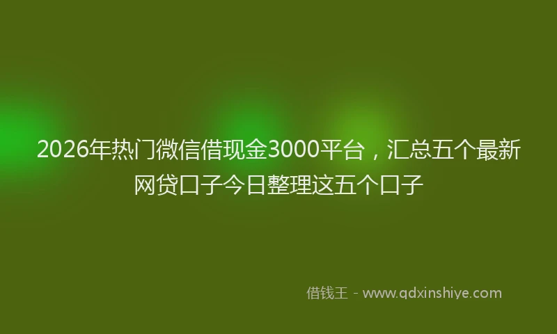 2026年热门微信借现金3000平台，汇总五个最新网贷口子今日整理这五个口子
