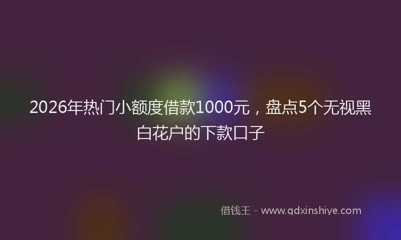 2026年热门小额度借款1000元，盘点5个无视黑白花户的下款口子