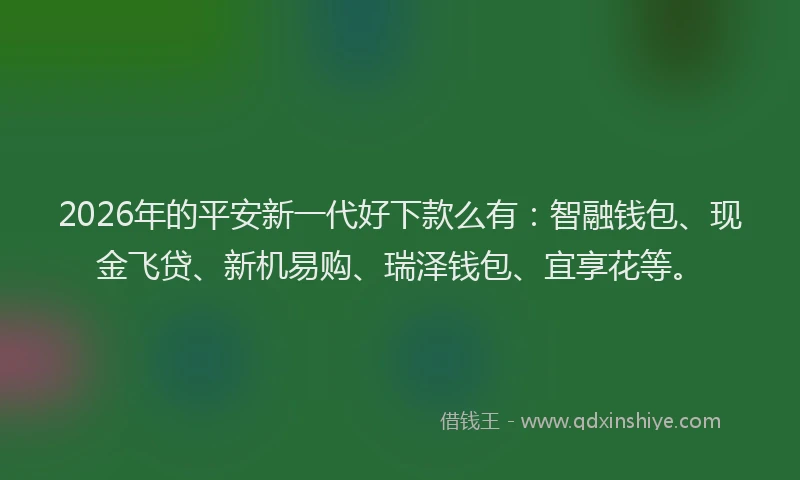 2026年的平安新一代好下款么有：智融钱包、现金飞贷、新机易购、瑞泽钱包、宜享花等。