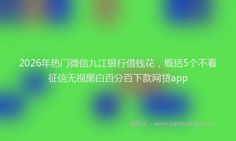 2026年热门微信九江银行借钱花，概括5个不看征信无视黑白百分百下款网贷app