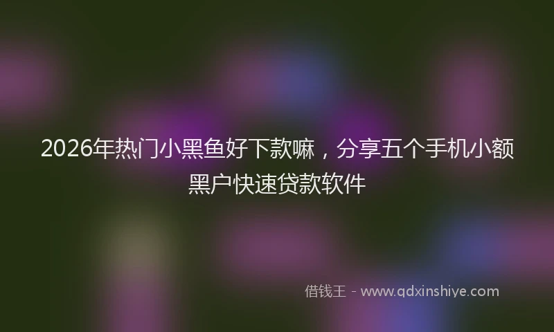 2026年热门小黑鱼好下款嘛，分享五个手机小额黑户快速贷款软件